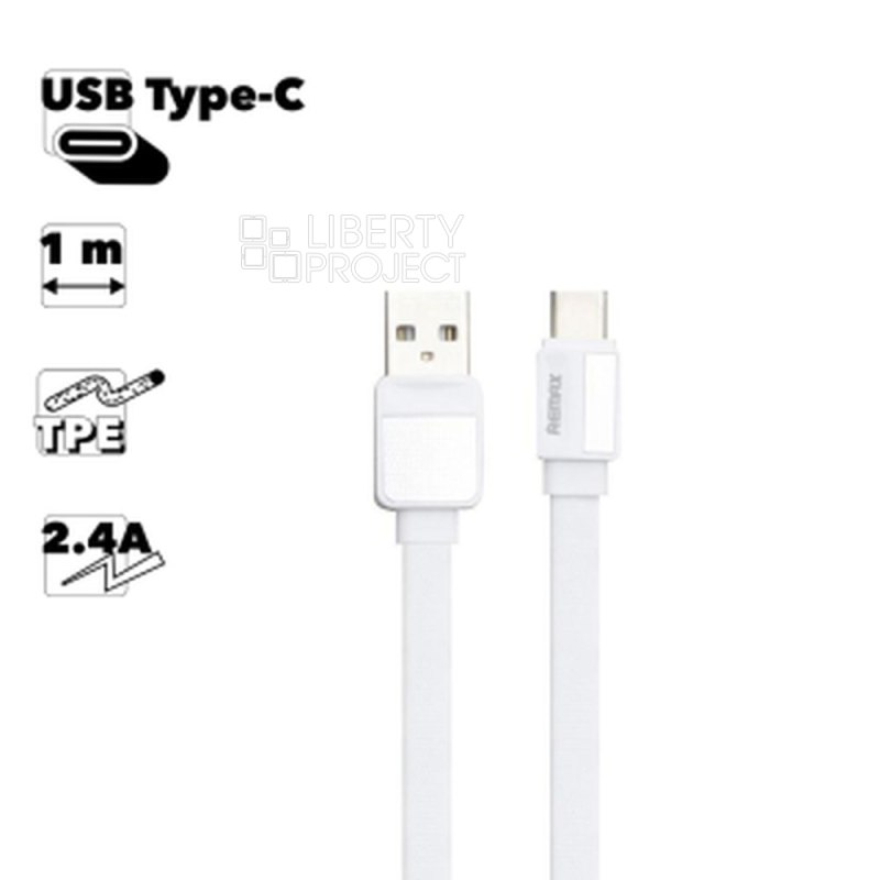 USB кабель REMAX RC-154a Platinum Pro Type-C, 2.4А, 1м, PVC (белый)