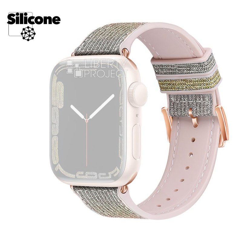 Ремешок HOCO iWatch WA11 Diamond Silicone 42/44/45/49 мм силикон (золото серебро)