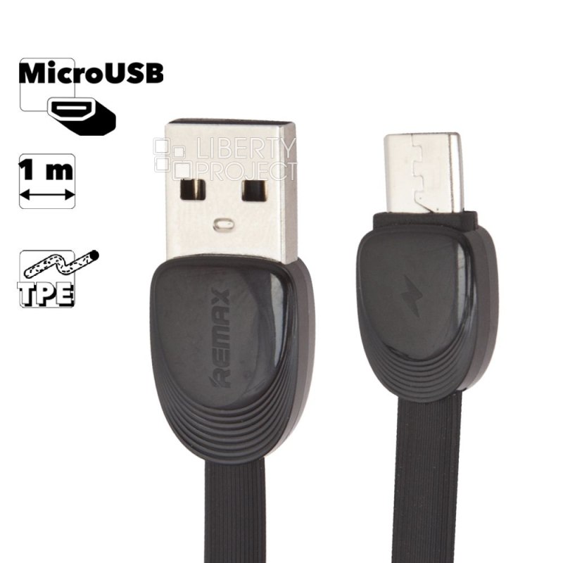 USB кабель REMAX RC-040m Shell MicroUSB, 2.4А, 1м, TPE (черный)