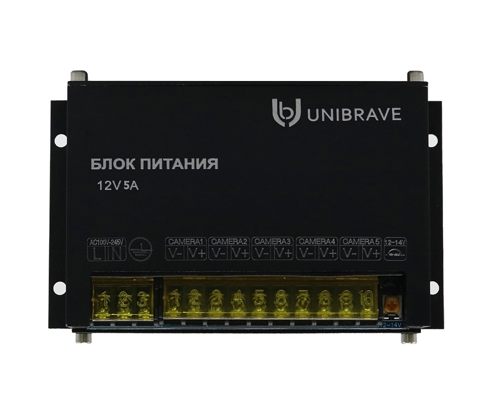 Блок питания Unibrave UB-БП-12V5А-5CH, металл
