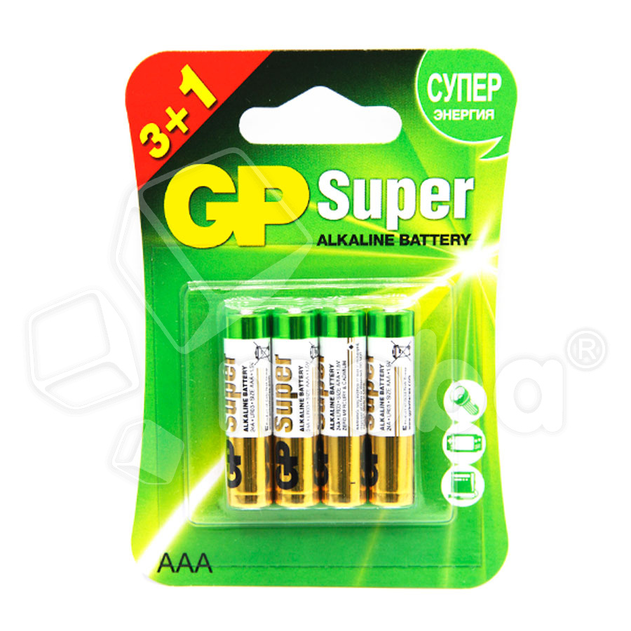 Батарейка AAA LR03 GP Super Alkaline 1.5V (4 шт. в блистере)