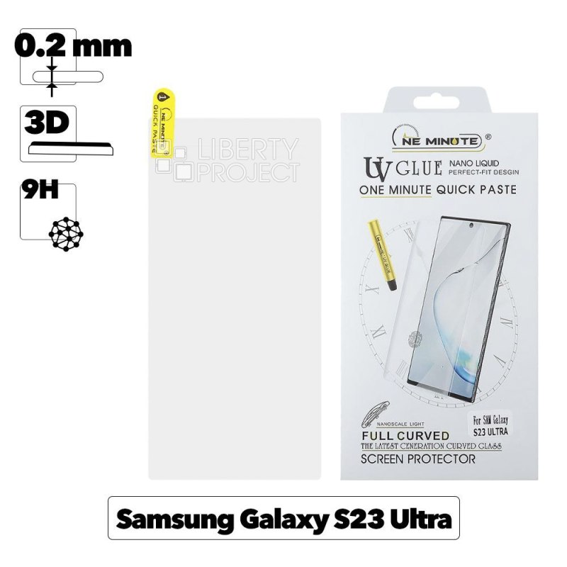 Защитное стекло "One Minute" для Samsung Galaxy S23 Ultra 3D UV Glue Nano Liquid Full Curved Glass