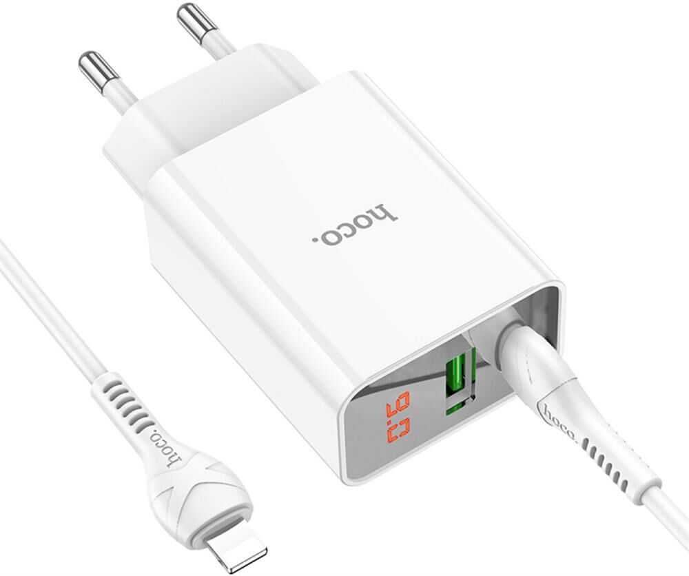 СЗУ HOCO (6931474769824) C100Aaa 1USB+1Type-C 3.0A QC3.0 PD 20W , White