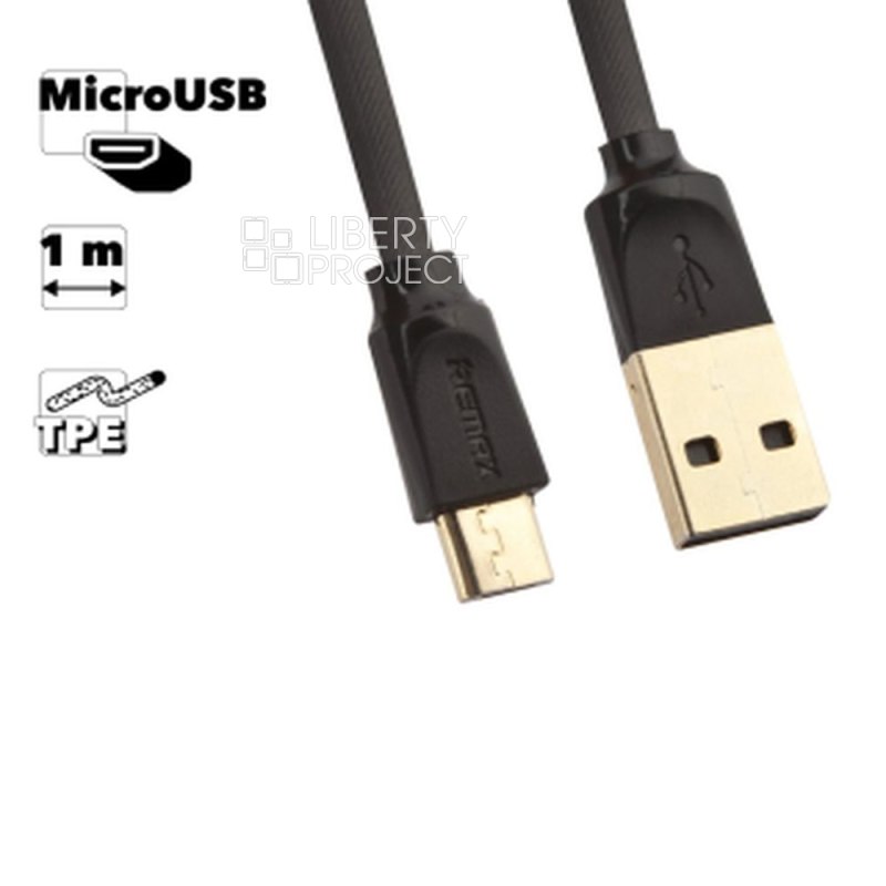 USB кабель REMAX RC-041m Radiance MicroUSB, 2.4А, 1м, TPE (черный)
