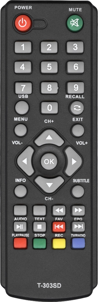 Пульт Huayu T-303SD ВАР2 для DVB-T2 ресивера