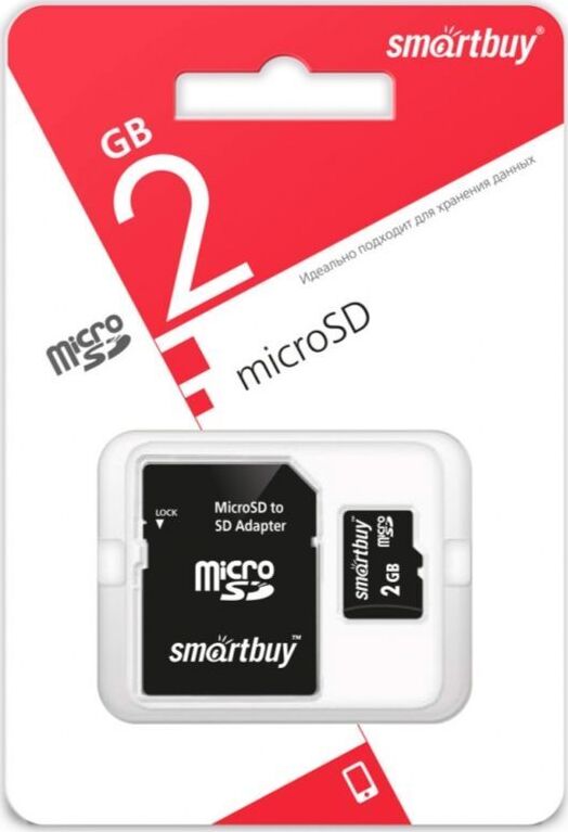 Карта памяти SMARTBUY (SB2GBSD-01) MicroSD 2GB+адаптер