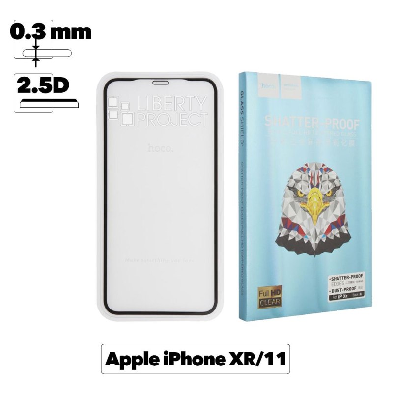 Защитное стекло HOCO A1 Shutterproof Edge для Apple iPhone Xr/11, 2.5D, черная рамка, глянцевое, 0.3мм