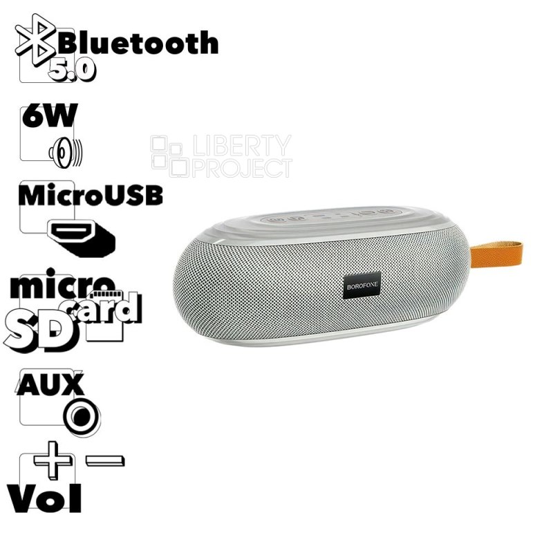 Bluetooth колонка BOROFONE BR9 Erudite Sports BT 5.0, 3Wx2, AUX/microSD/USB/FM (серый)