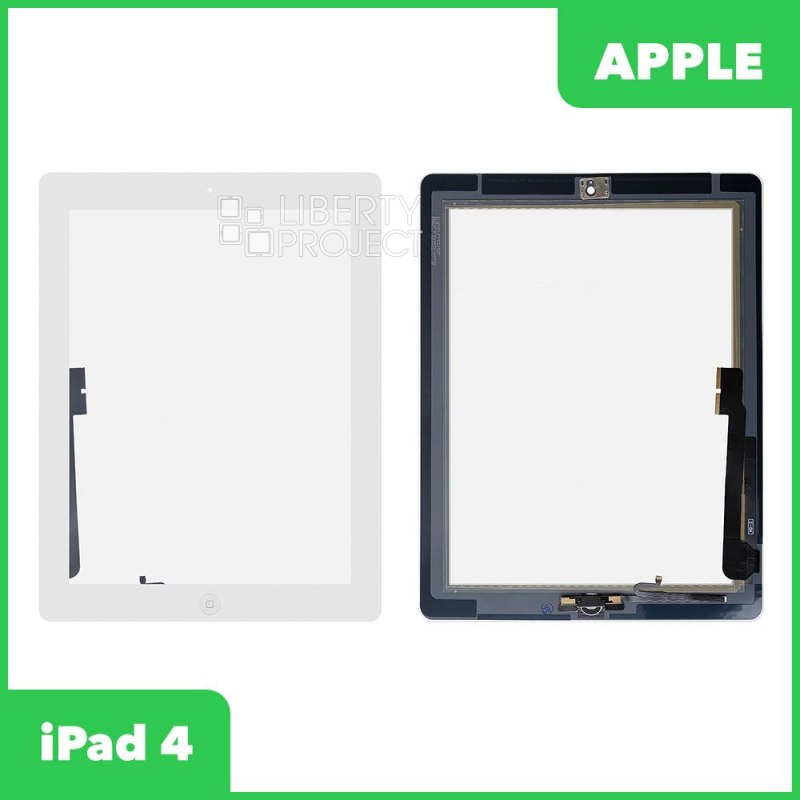 Тачскрин для Apple iPad 4/ iPad 3 с кнопкой Home, 1-я категория, класс AAA (белый)