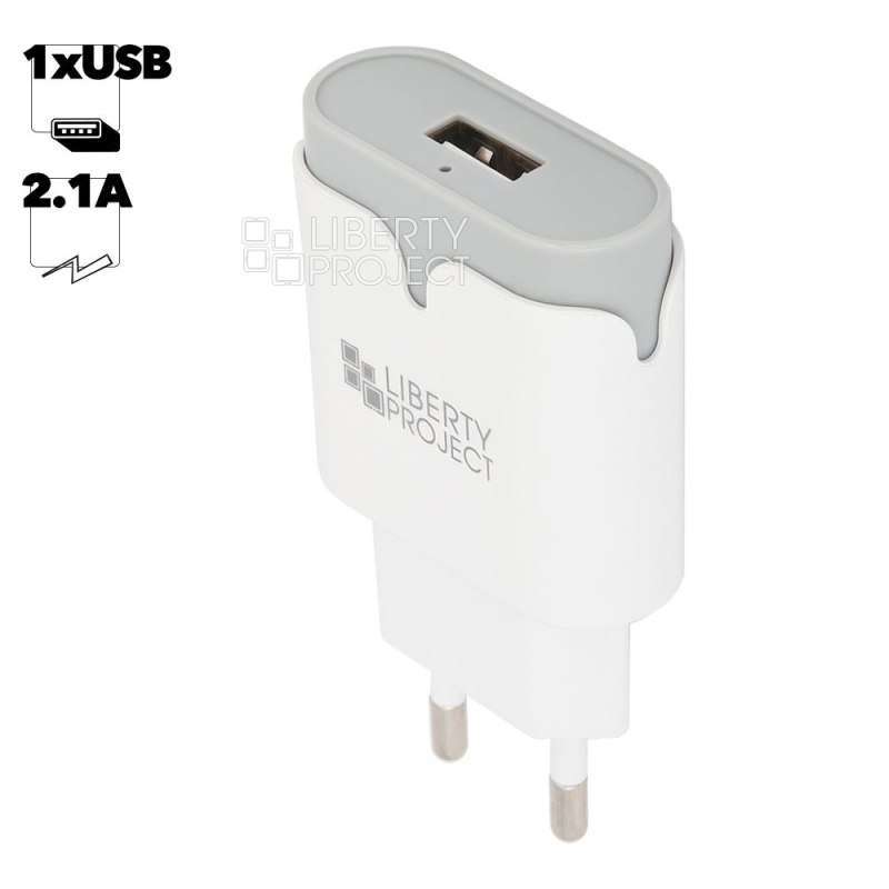 СЗУ "LP" с USB выходом 2.1А "Tower Of Power" (белое/коробка)