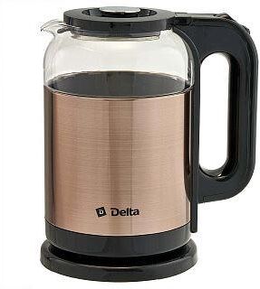 Чайник электрический DELTA DL-1115 gold (1,8л. металл/стекло)