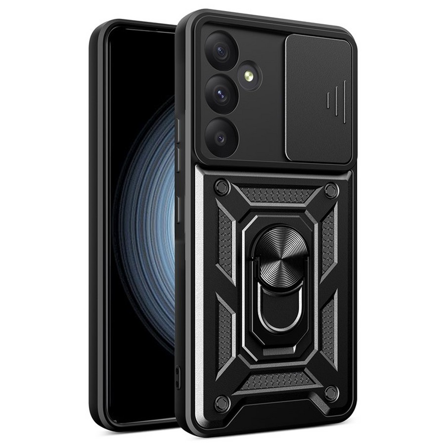 Противоударная накладка с защитой камеры Armor Case с кольцом для Samsung S24/S25 черный