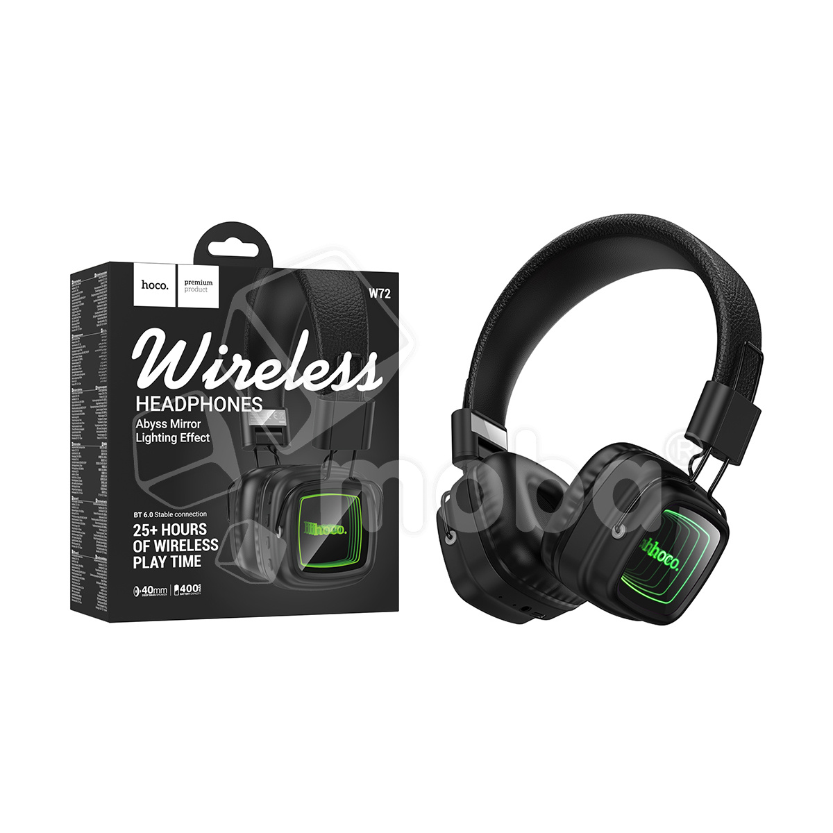 Беспроводные наушники Bluetooth Hoco W72 (накладные, с зеркальным покрытием) Черный