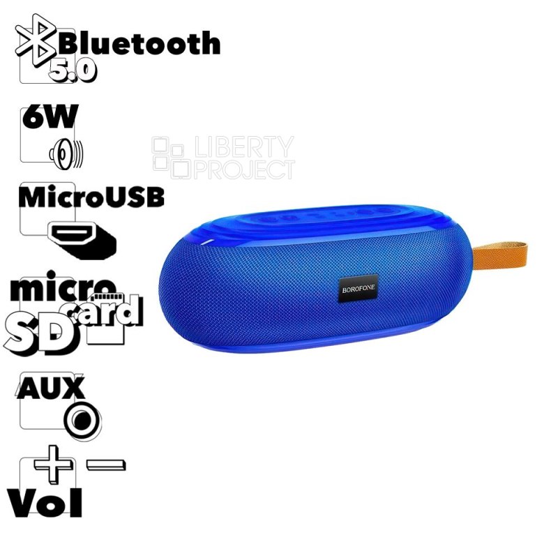 Bluetooth колонка BOROFONE BR9 Erudite Sports BT 5.0, 3Wx2, AUX/microSD/USB/FM (синий)