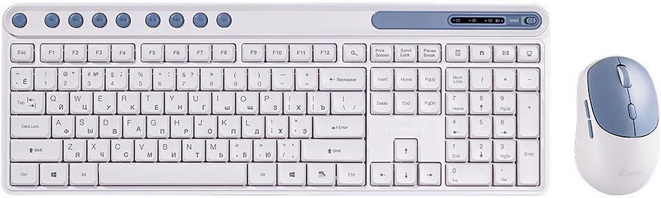 Клавиатура+мышь SMARTBUY (SBC107AGW) 107AG, белый-голубой