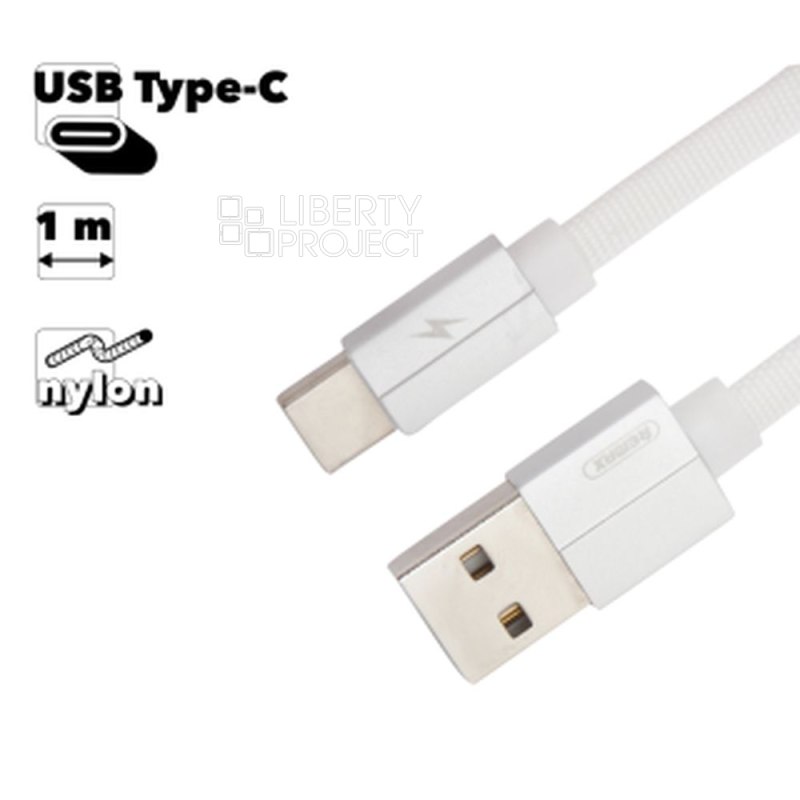 USB кабель REMAX RC-094a Kerolla Type-C, 1м, нейлон (белый)