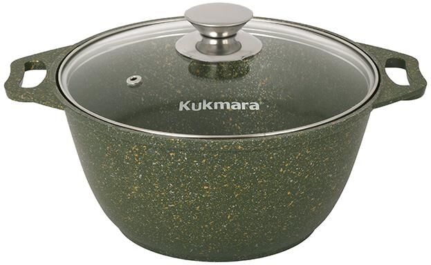 Кастрюля KUKMARA к21tsml а/пр литая 2,0л стекл/кр Trendy style malachite