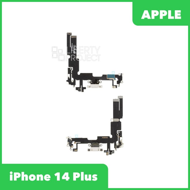Шлейф/FLC iPhone 14 Plus системный разъем/микрофон (белый)