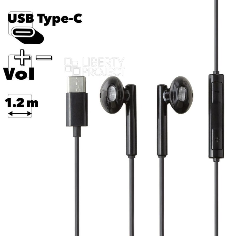 Гарнитура Celebrat G16 USB Type-C вкладыши пластиковая (черная)