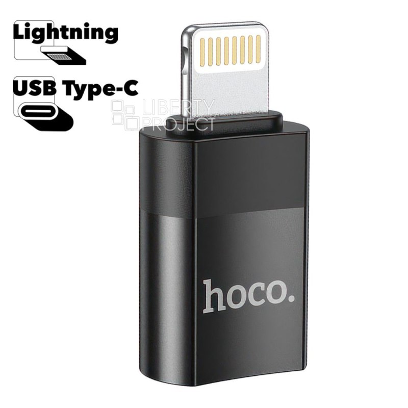 OTG адаптер HOCO UA17 Lightning 8-pin на USB-C (черный)