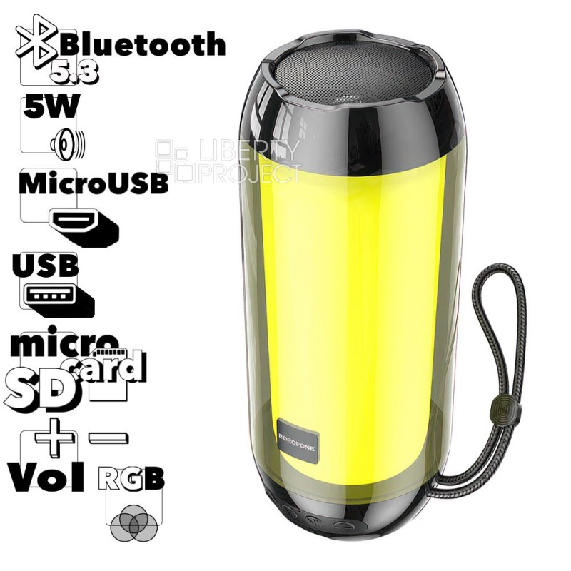 Bluetooth колонка BOROFONE BR25 Crazy Sound BT 5.3, 5W, microSD/USB/FM/RGB (черный)