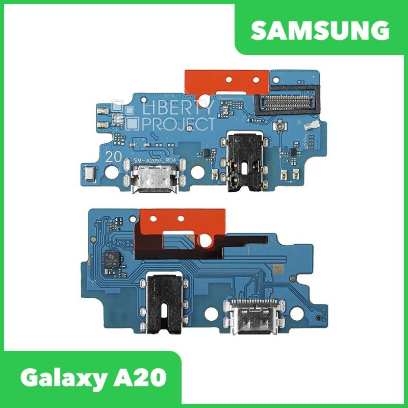 Шлейф/FLC Samsung Galaxy A20 SM-A205 на системный разъём/разъём гарнитуры/микрофон