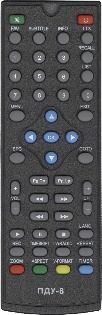 Пульт Huayu ПДУ-8 (ver.8) для DVB-T2 ресивера