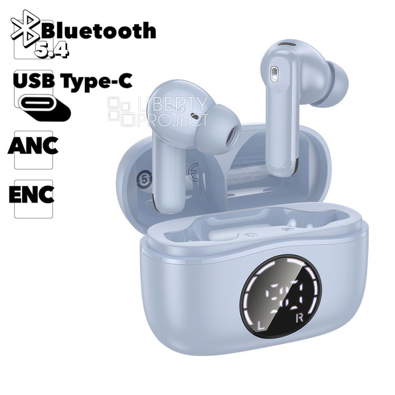 TWS гарнитура HOCO EQ22 Singer BT 5.4, внутриканальная, ANC/ENC (синий)