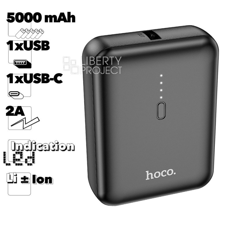 Внешний АКБ HOCO J96 Strider 5000 mAh, 1xUSB, 2А, Li-Ion (черный)