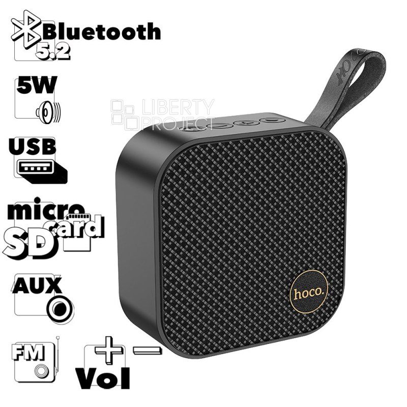 Bluetooth колонка HOCO HC22 Auspicious BT5.2, 5W, AUX/FM/microSD/USB/TWS (черный)