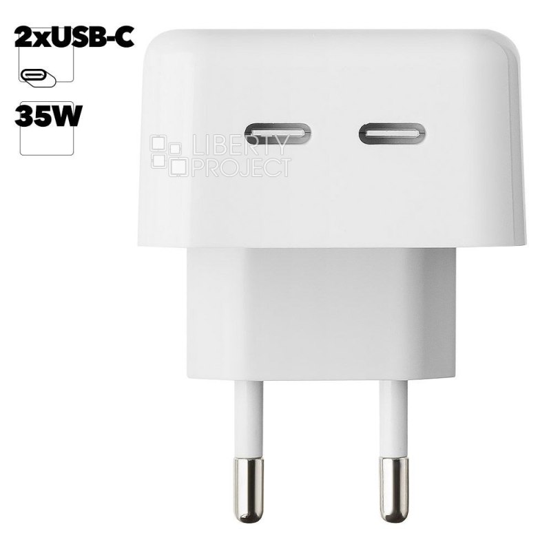 СЗУ USB-C + С 35W Power Adapter с двумя выходами USB Type-C (MHJE3ZM/A) (белое/коробка) мятая