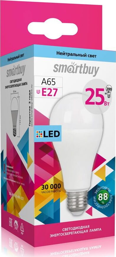 Лампа SMARTBUY (SBL-A65-25-40K-E27) 25W/4000/E27