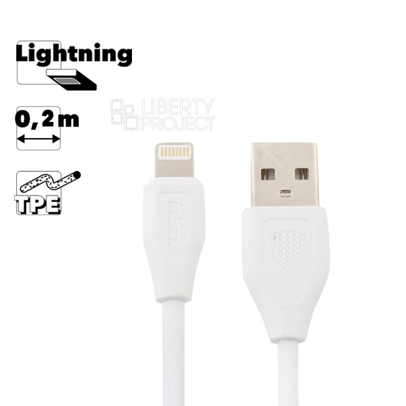 USB кабель inkax CK-21 Kexu Lightning 8-pin, 0.2м, TPE (белый)