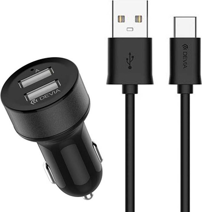 Автомобильное зарядное устройство Devia Smart Dual, кабель Type-C