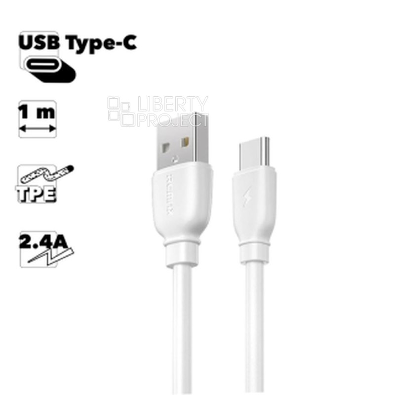 USB кабель REMAX RC-138a Suji Pro Type-C, 2.4А, 1м, TPE (белый)