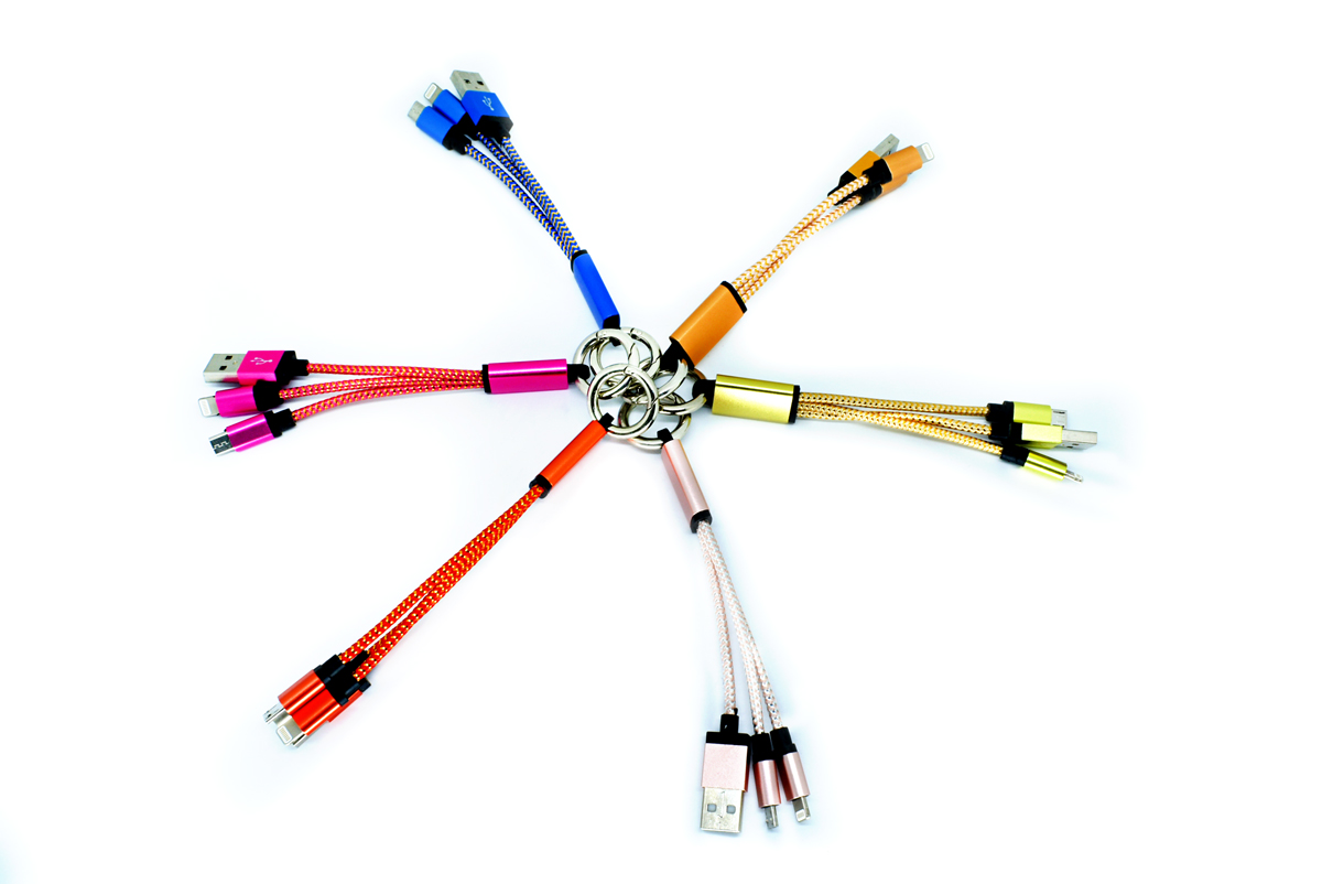 USB Провод для 5/5S Lightning/Micro 2in1 (Брелок)