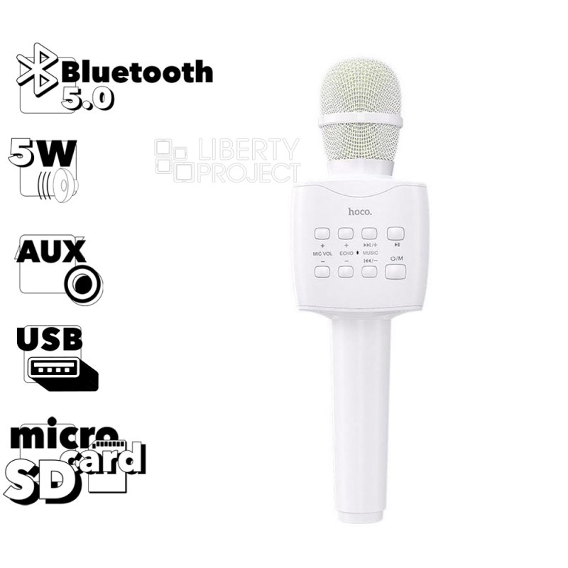 Караоке-микрофон HOCO BK5 Cantando BT5.0, 5W, AUX /microSD/USB (белый)