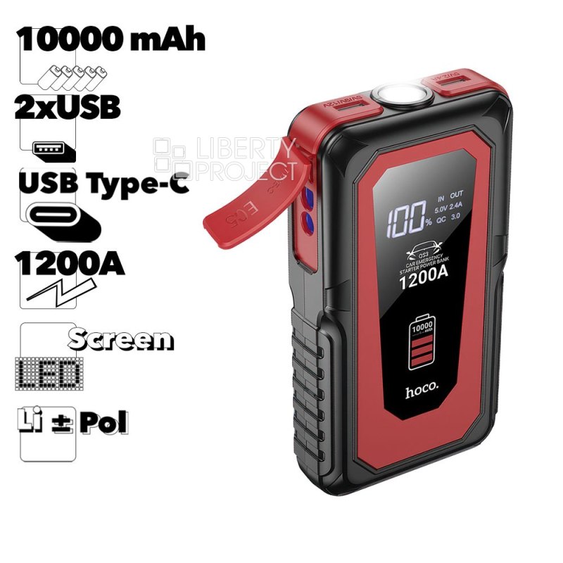 Пуско-зарядное устройство HOCO QS3 Victory 10000 mAh, 1200A (черный)