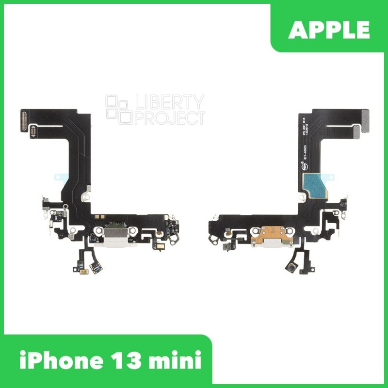 Шлейф/FLC iPhone 13 mini системный разъем/микрофон (белый)