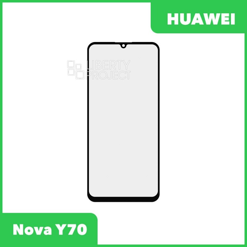 Стекло + OCA плёнка для переклейки Huawei Nova Y70 / Y70 Plus (черный)