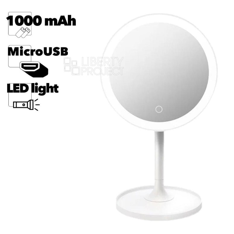 Зеркало косметическое Xiaomi DOCO Daylight Small White Mirror Standard Edition HZJ001 (белое)