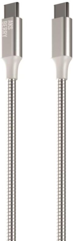 Дата-кабель USB C - USB C AKSBERRY (6900288580017) X161 Spring USB C - USB C, support 20V/5A, 100W, 1м в металлической оплетке, серебристый