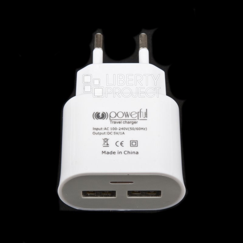 СЗУ "Powerful" Travel Charger USB выход 1 А (белый/коробка)