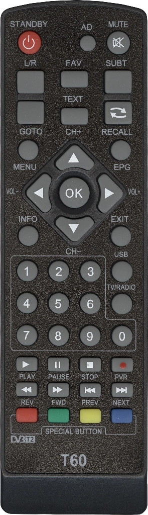 Пульт Huayu T60, T40 для DVB-T2 ресивера