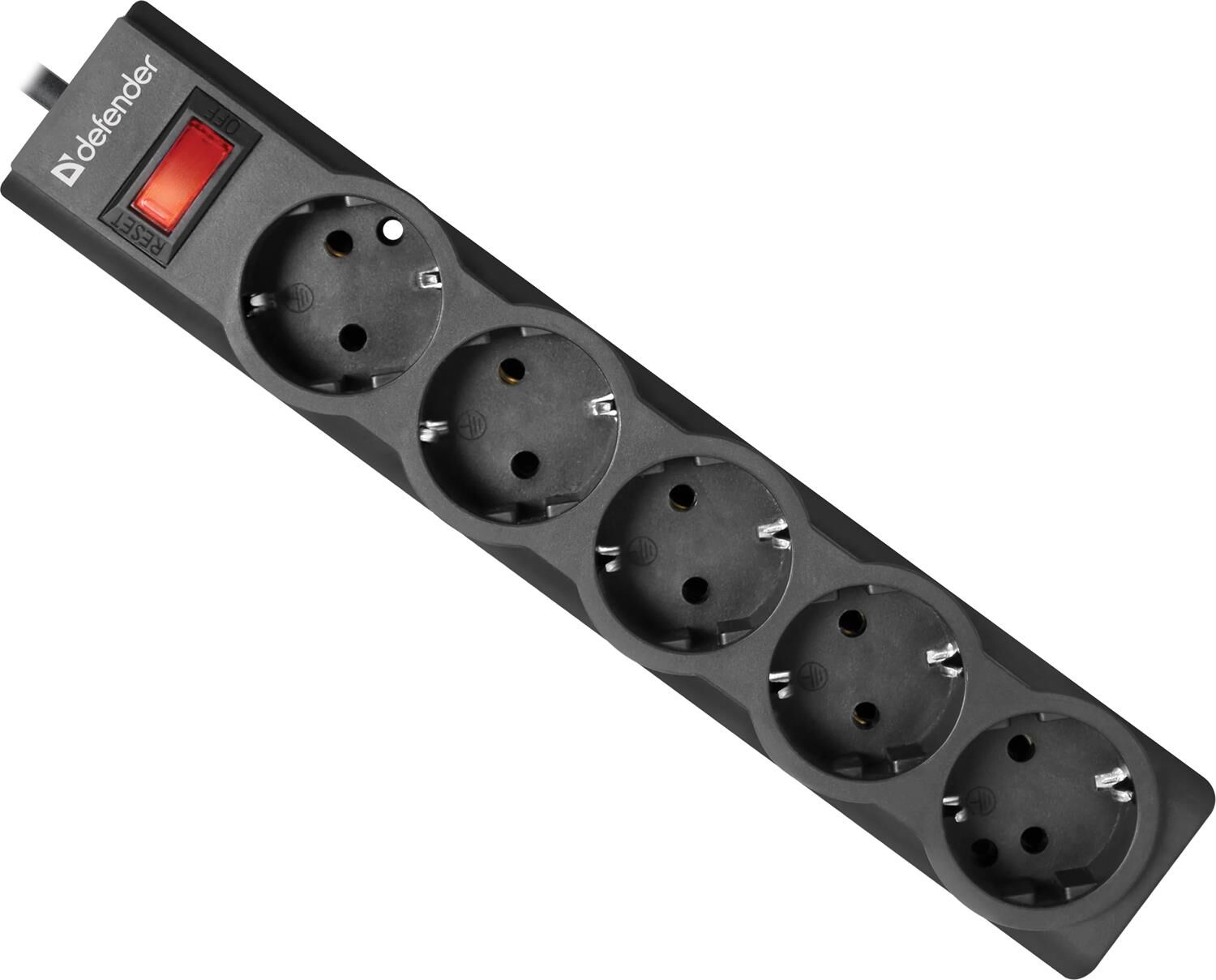 Удлинитель DEFENDER (99506) largo 1.8 C14 - 5 роз х 1,8 м, черный