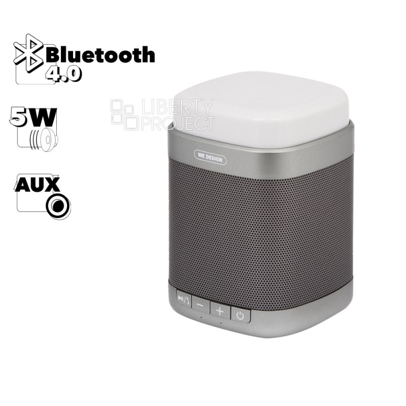 Bluetooth колонка WK SP390 BT 4.0, 5W, AUX, LED светильник (серая)