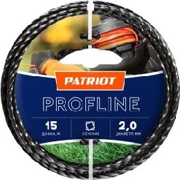 PATRIOT 805402201 D 2,0 мм L 15 м (скрученный квадрат, черный) Леска ProfLine для триммеров