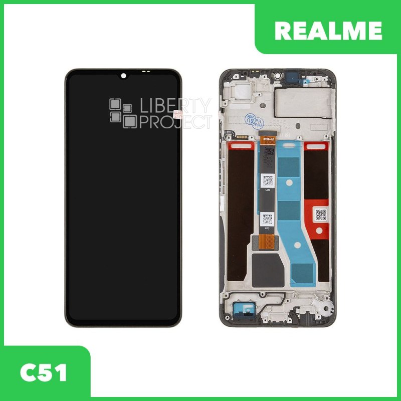 LCD дисплей для Realme C51 (RMX3830) с тачскрином в рамке (черный) OR LCD