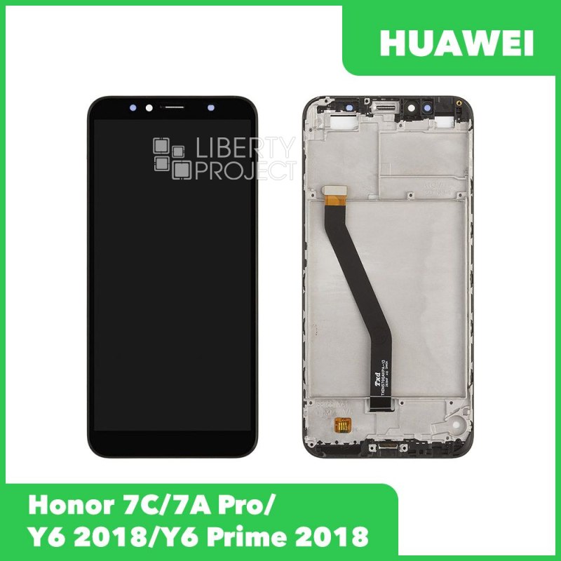 LCD дисплей для Huawei Y6 Prime 2018 с тачскрином в рамке (черный) 100% OR