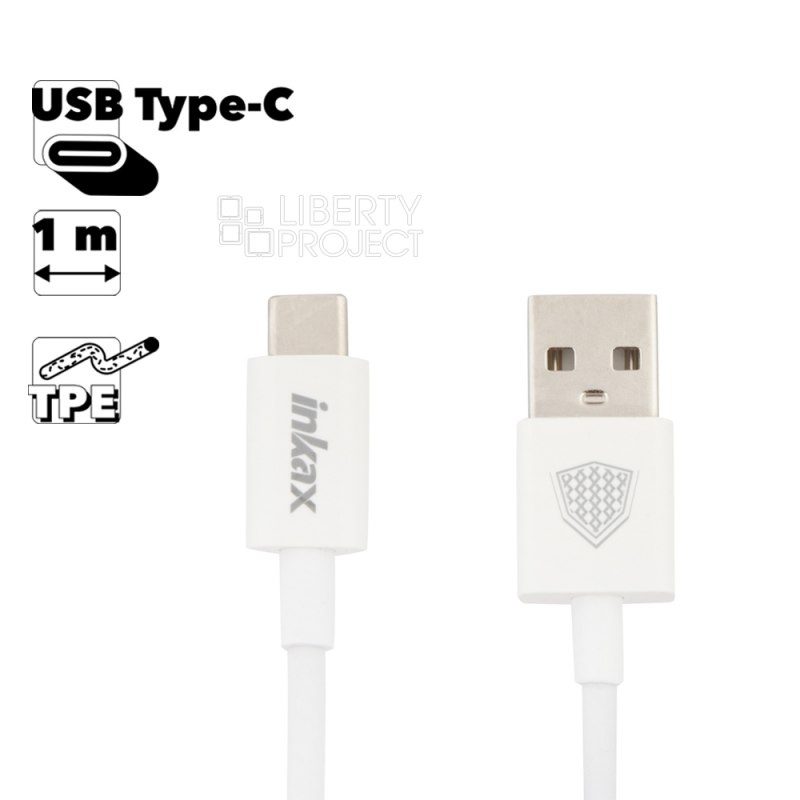 USB кабель inkax CK-31 Original Type-C, 1м, TPE (белый)